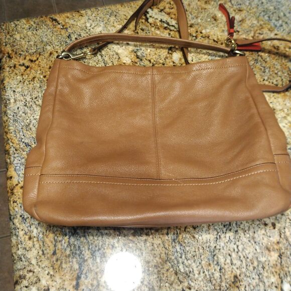 Coach F23293 Pebble Leather Hobo 2Way Shoulder/Hand Bag Zip Closure Brown - Picture 5 of 9
